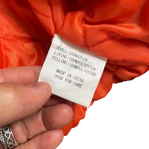 Uncle Ralph Mens Medium Bomber Jacket With Embroidered Patches Beige & Orange - Picture 10 of 11